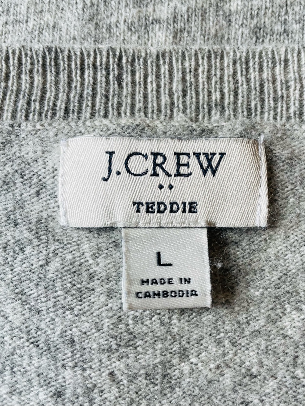 J. Crew Teddie Wool Timeless Acadamia Preppy Cropped Gray Sweater, Size Large - Picture 6 of 7